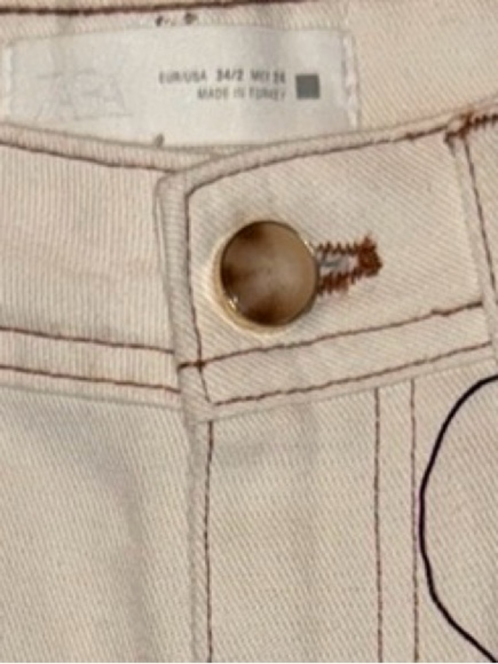 Zara's High-Rise Wide-Leg Jeans Cream color NWOT - Picture 2 of 9